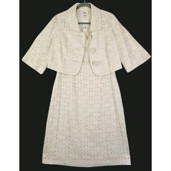 Talbots ~Woman Size 10~ Creme 2 Pc. Set 100% Linen Dress/Blazer Fully Lined. - Picture 8 of 16